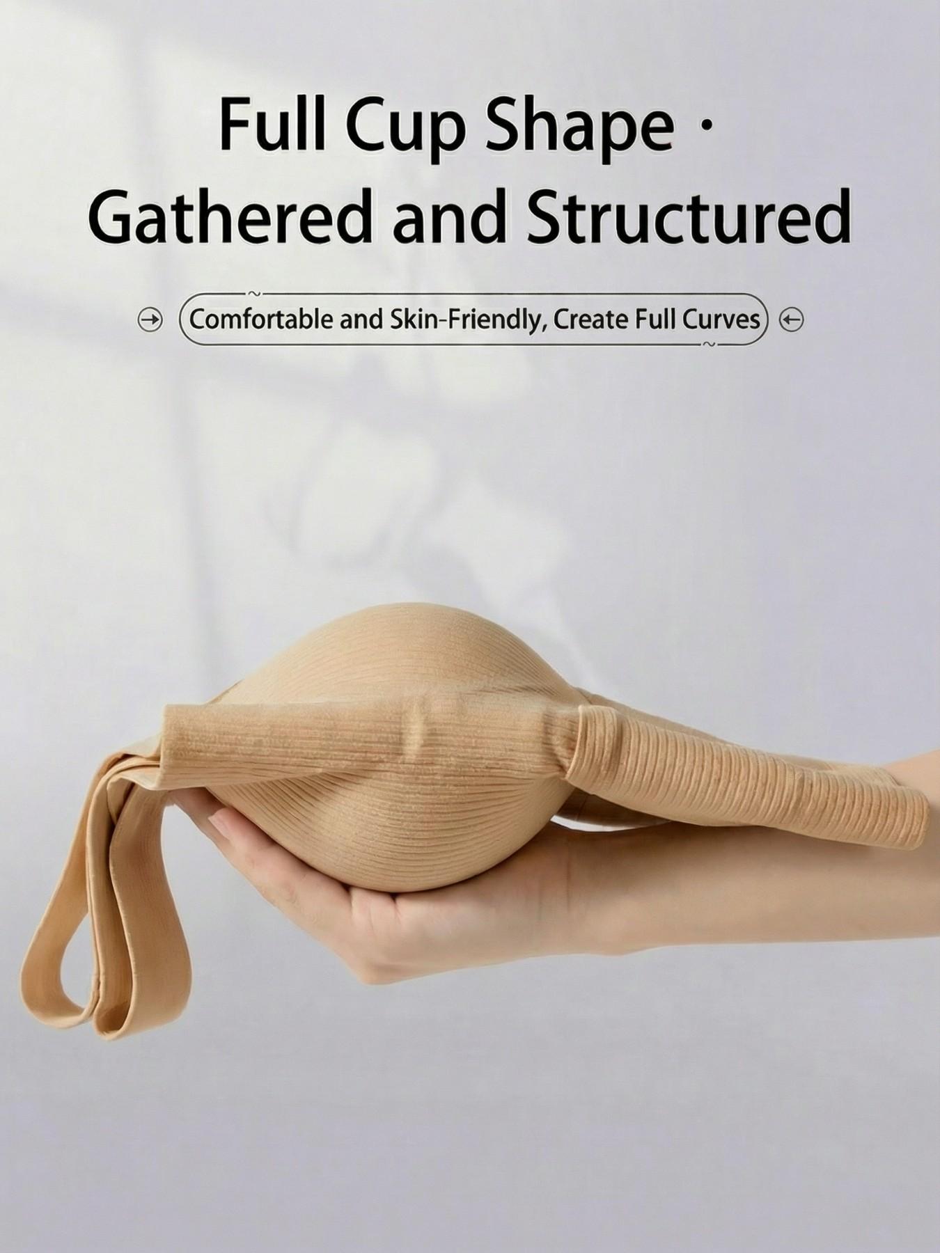 Ribbed Wirefree Bra, Push Up & Anti-Sagging, Wide Strap Backless Camisole Bralette, Minimizer for Large Bust, Side Support for Back Fat, Sports & Sleep Bra, Naked-Feel Breathable Skin-Friendly Layering Top