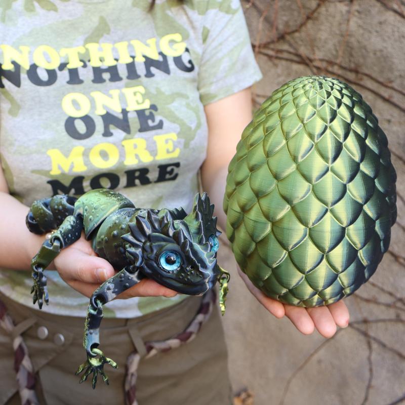 2pcs 3D Printed Animal Design Lizard Egg Figurine Set, Home Decor Accessories, Lifelike Eyes Design, Perfect Gift for Halloween & Christmas