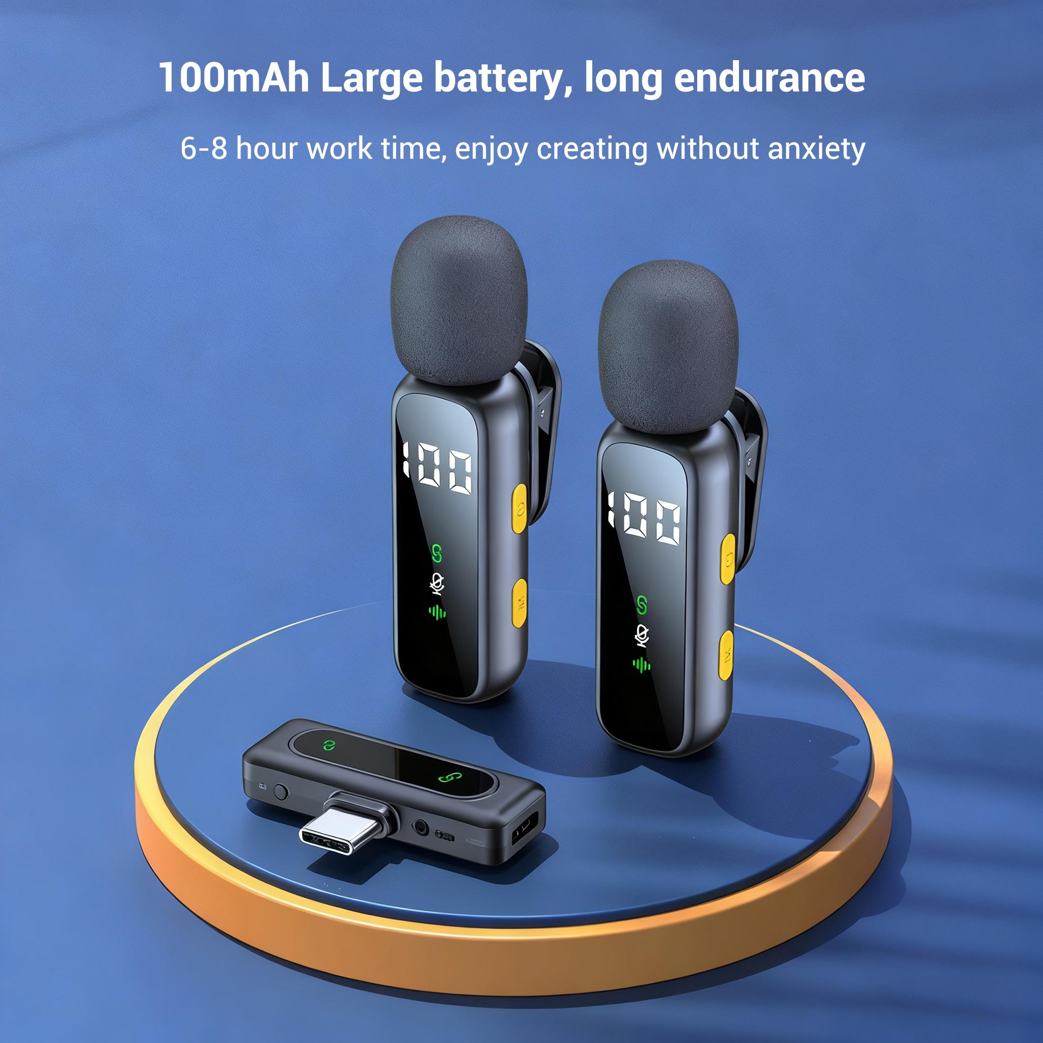 Pro Wireless Lavalier Microphone, Plug & Play, Stylish Design, LED Display, Long Battery Life, for Smartphones, Computers, Podcasting, USB Streaming Mic