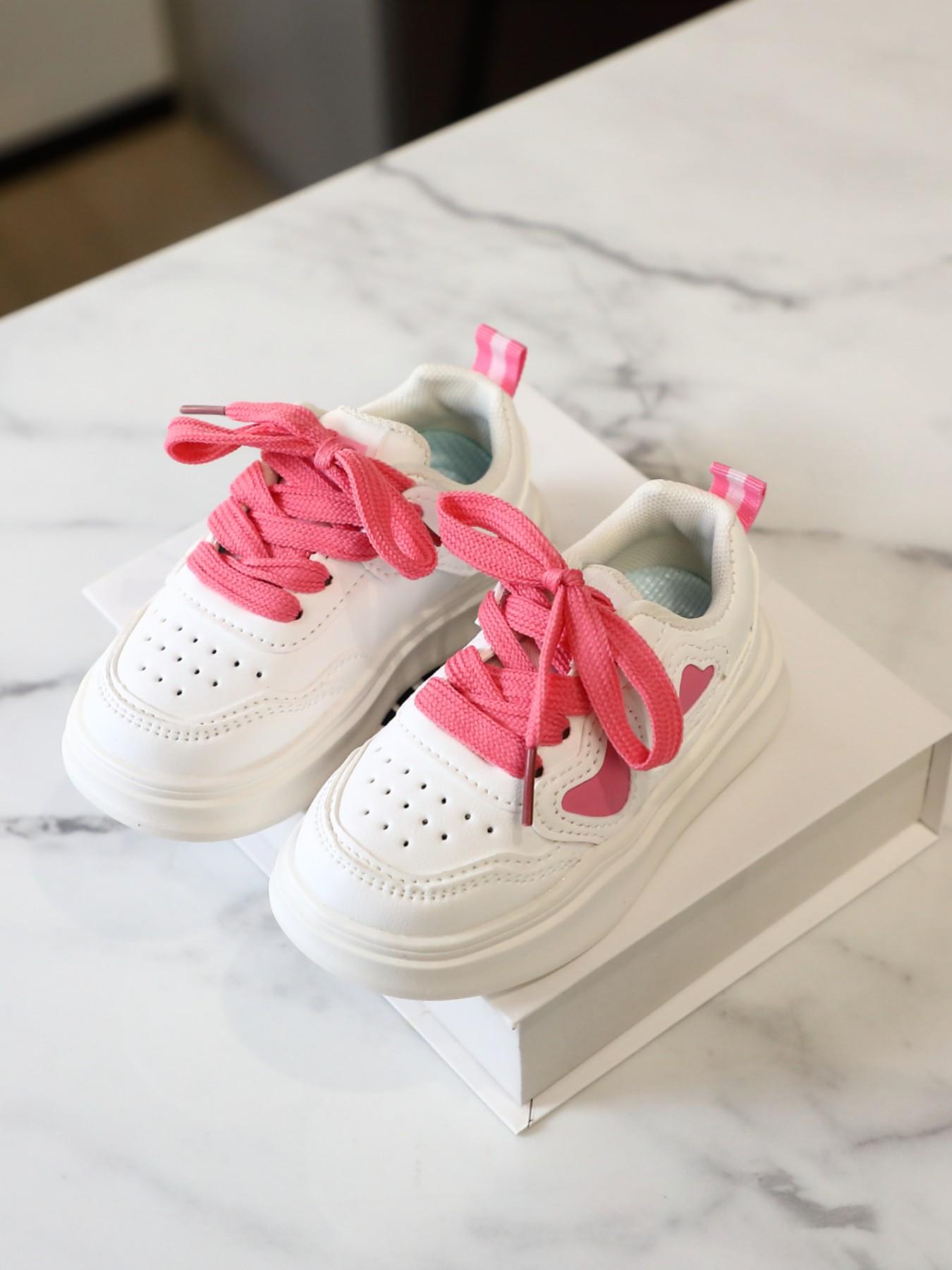 Girls Thick Sole Heart Sneakers Spring Autumn New Velcro Shoes Boys Baby Trendy Sports Shoes Casual Trainers