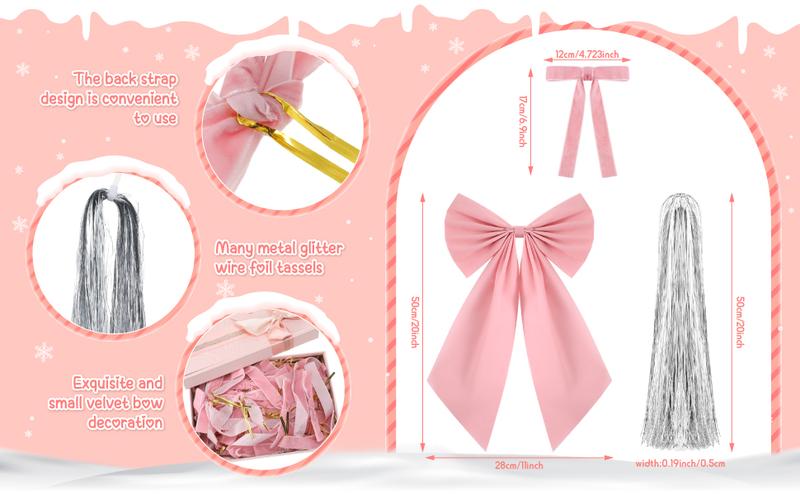 24 Pcs Burgundy Velvet Christmas Tree Bows Door Pink Velvet Bows Christmas Tree Bows Vintage Bow Includes1 Large Satin Christmas Tree Topper with Strands Silver Tinsel Icicles for Christmas Tree Decoration Garland Decor Holiday Wreath Gift Wrapping 24 Pcs Burgundy Velvet Christmas Tree Bows Door Pink Velvet Bows Christmas Tree Bows Vintage Bow Includes1 Large Satin Christmas Tree Topper with Strands Silver Tinsel Icicles for Christmas Tree Decoration Garland Decor Holiday Wreath Gift Wrapping