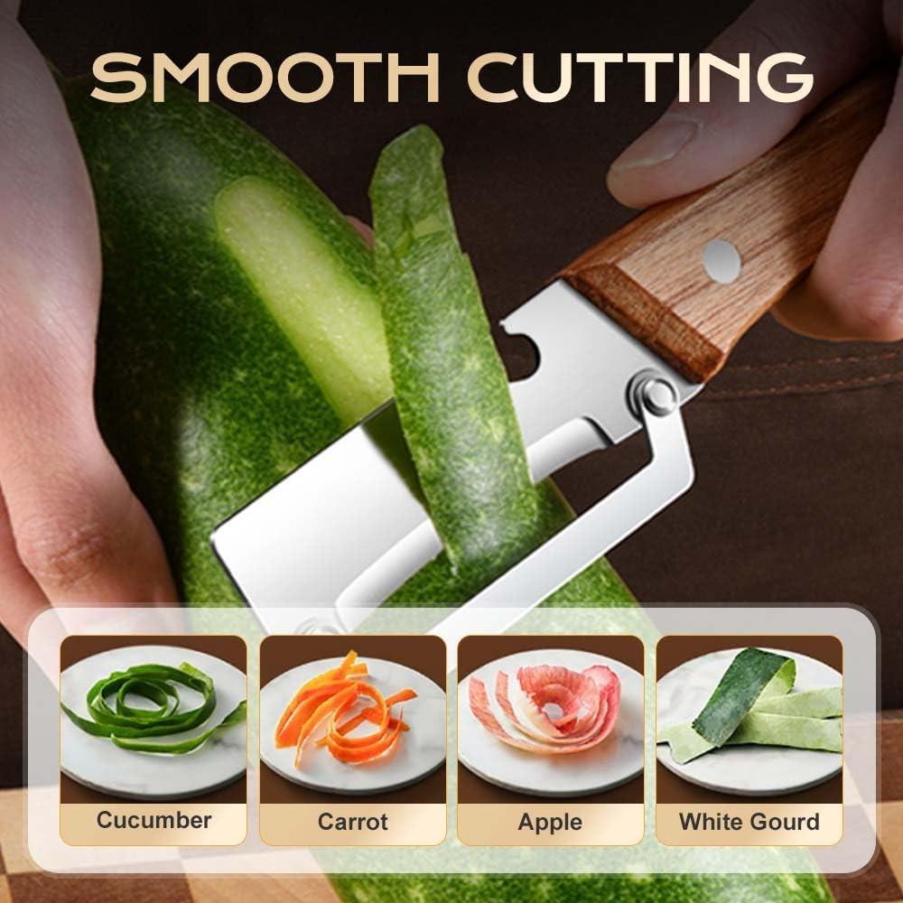 2PCS Vegetable Peeler, Multi-Functional Vegetable Peeler with Bottle Opener, 2-in-1 Stainless Steel Kitchen Tool for Kitchen Prep, Camping, Apple Potato Pumpkin Papaya Peeling