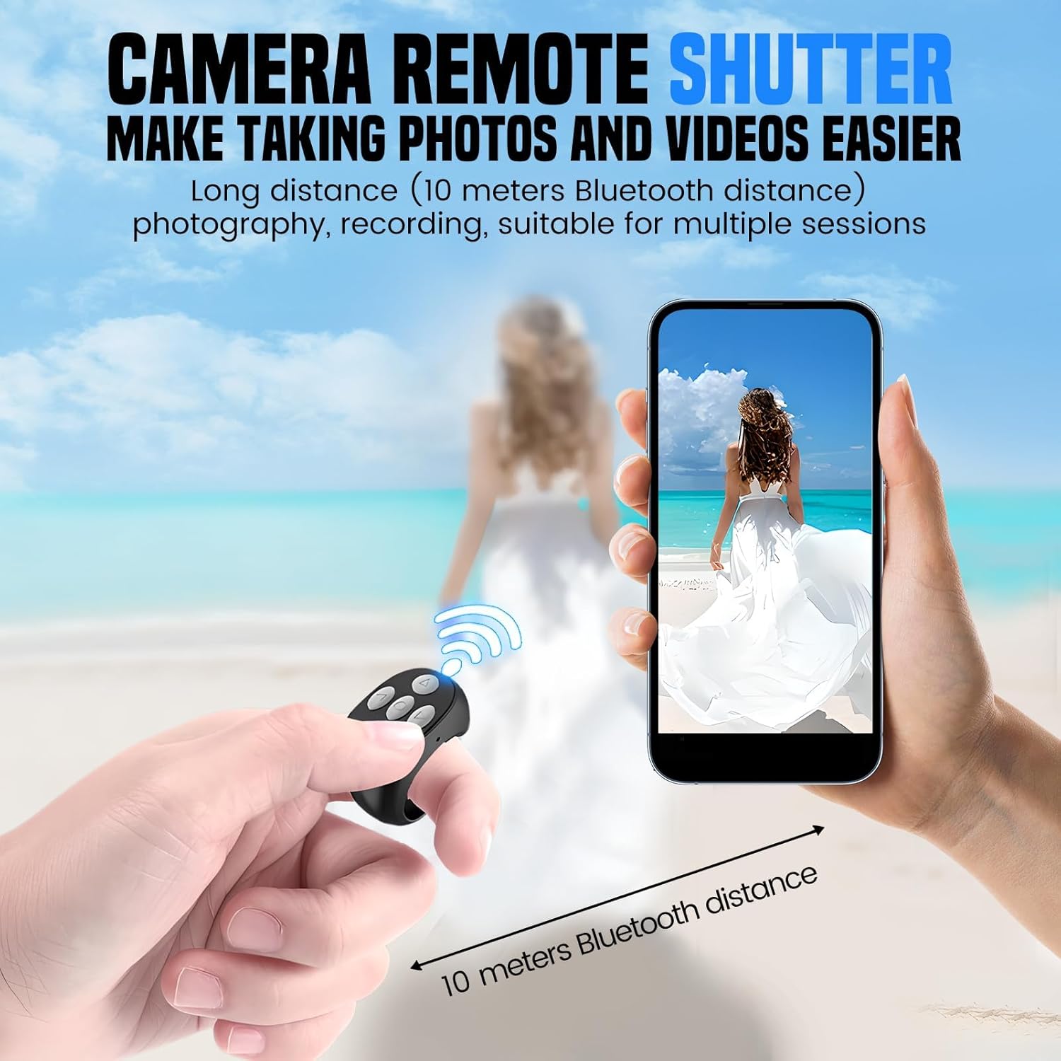 New Wireless Bluetooth-compatible Remote Control, Video Scroll Ring Controller, Rechargeable Camera Video Remote (), Battery Operated
