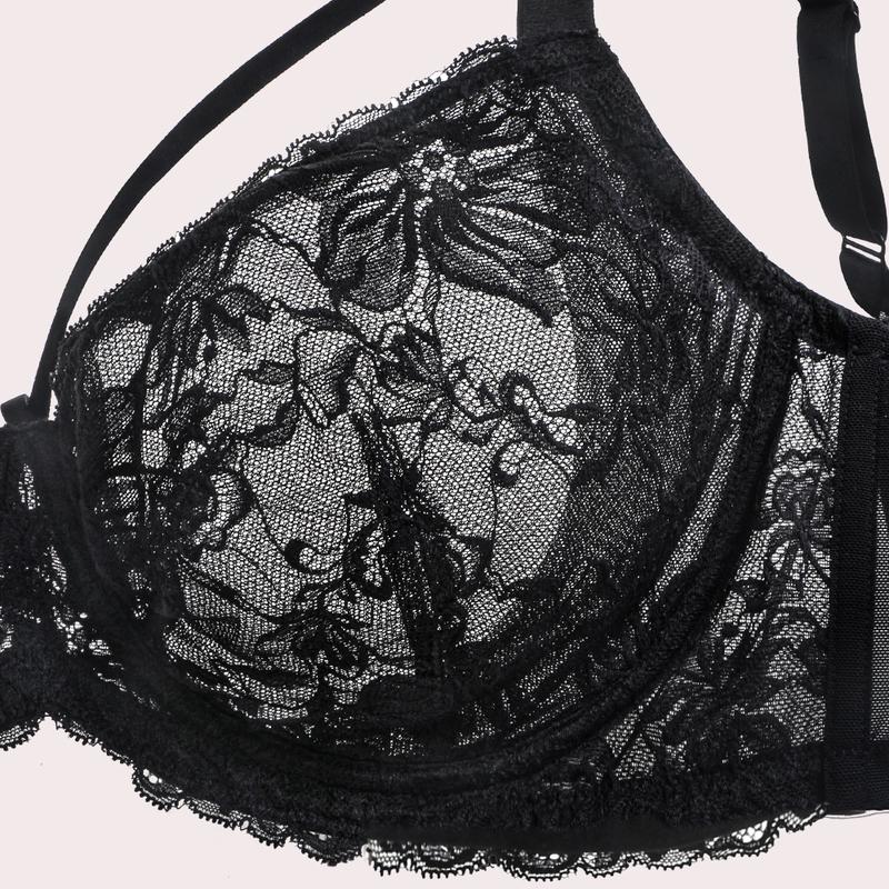 HSIA Pretty In Petals Plus Size Unlined Strappy Floral Lace Unpadded Plus Size Underwire Bra  Comfort Basic Minimalist Womenswear