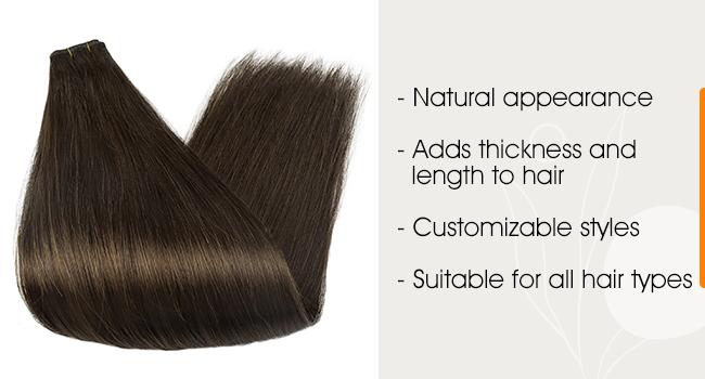 Full Shine Genius Weft Hair Extensions Hand Tied Weft Human Straight Hair For Women 50-60G