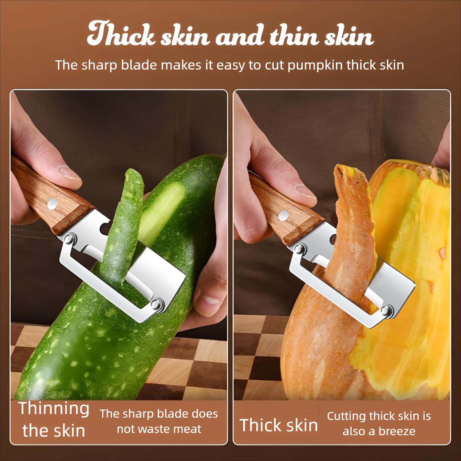 1/2/3 PCS Vegetable Peeler with Wooden Handle and Bottle Opener, Peeling, Zero Snag Wooden Peeler, Zero Snag Wooden Kitchen Tool, Multi-Functional Vegetable Peeler for Kitchen, Non-Slip Fruit Peeler with Wooden Handle for Apple, Potato