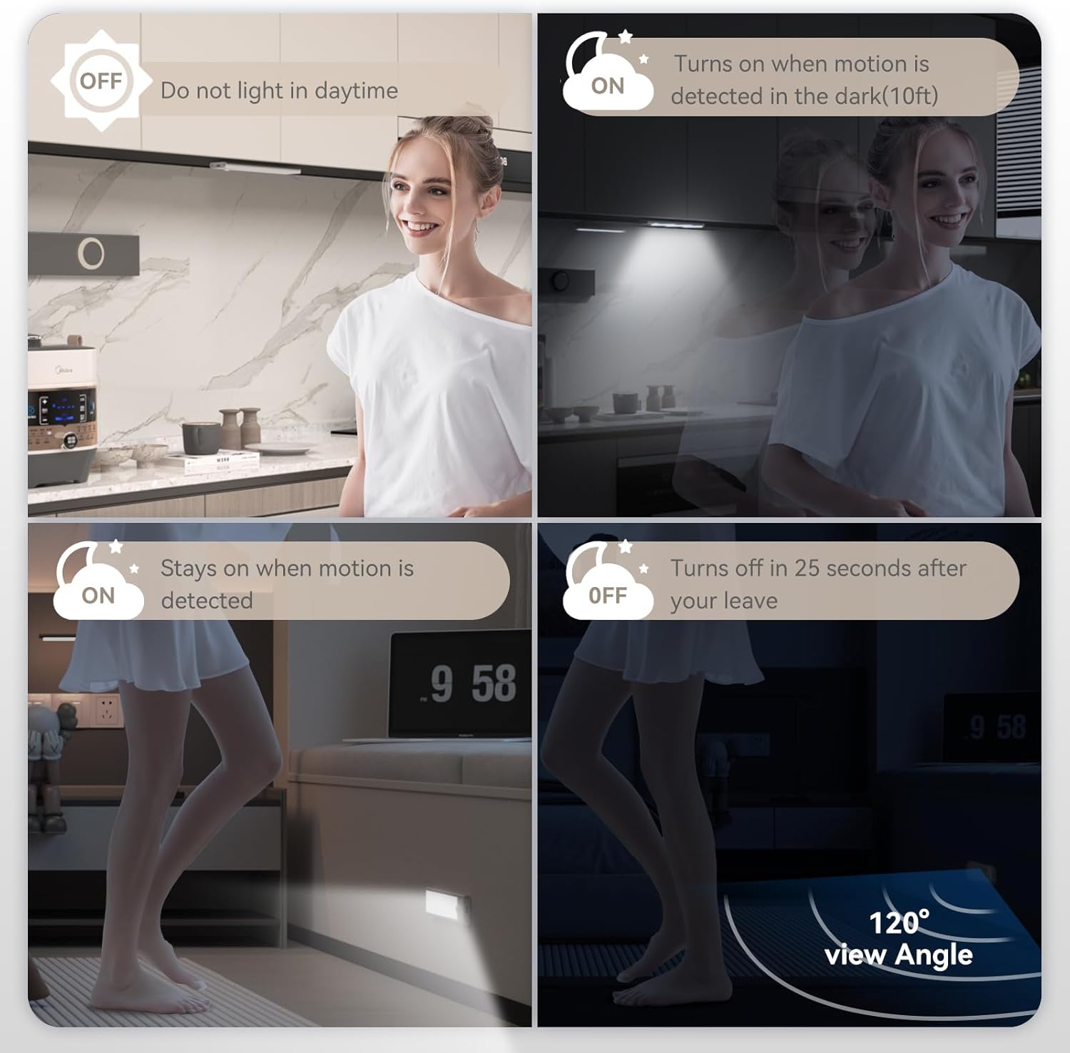 Under Cabinet Lights,Motion Sensor Night Light Indoor, USB Rechargeable Light,Easy installation Dimmable Lights for Kitchen,Wardrobe,Pantry, Closet,Coffee Corner,Bathroom,Stairs,Hallway,Sink Cabinet,Laundry Room,Tool Room,Garage,Fridge