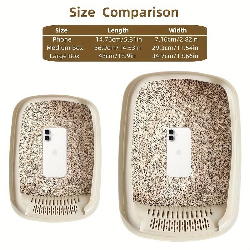 Half-Enclosed Cat Litter Box, Three-Sided Anti-Fall Design, Super Large/extra Small Size Available, Suitable for Kittens to Large Cats