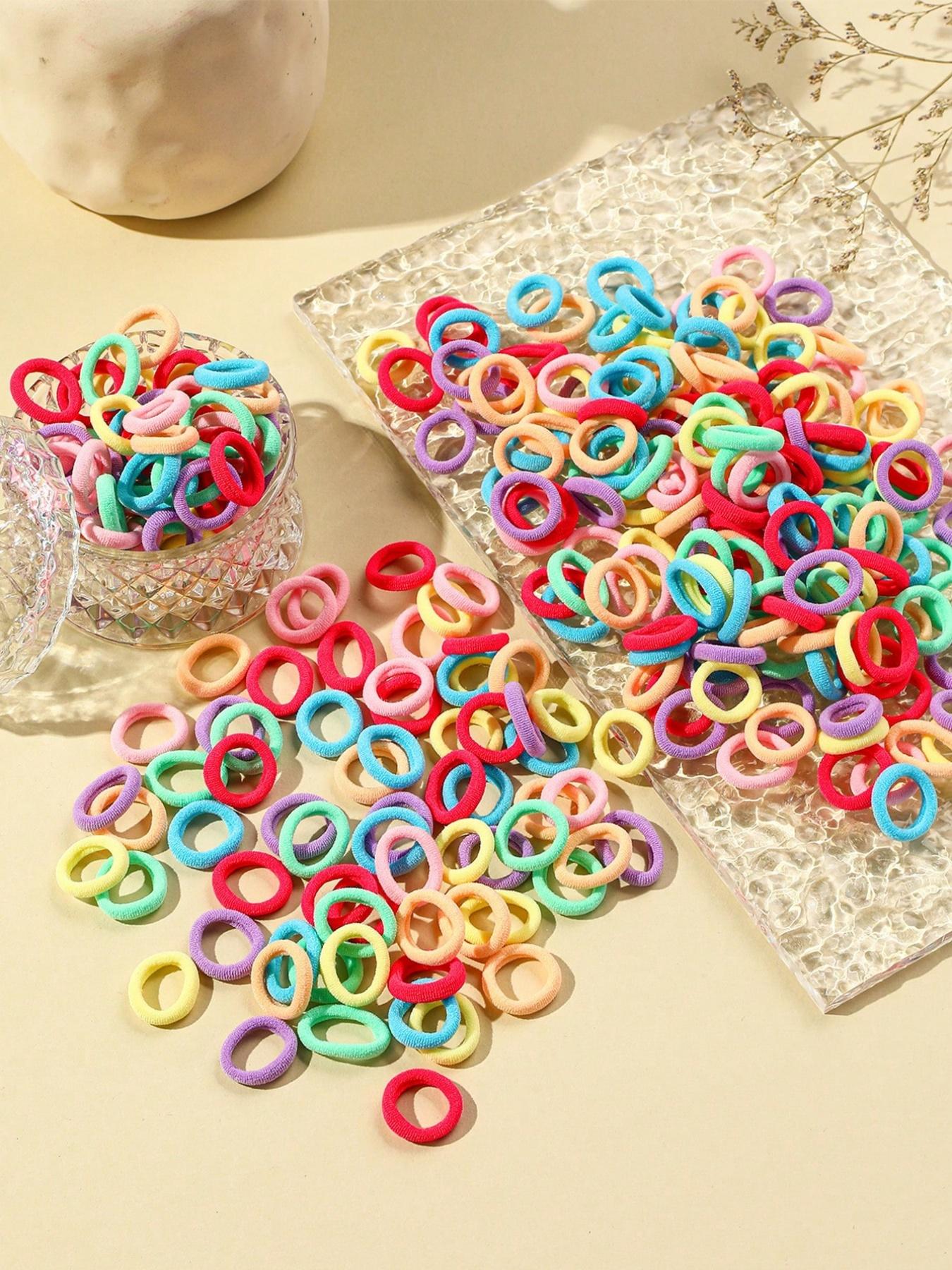 200pcs Pack Small Size Multicolor Spandex Hair Ties, Cute Casual Elastic Rubber Bands for Ponytail, Ponytail Holders, All Seasons Hair Accessories