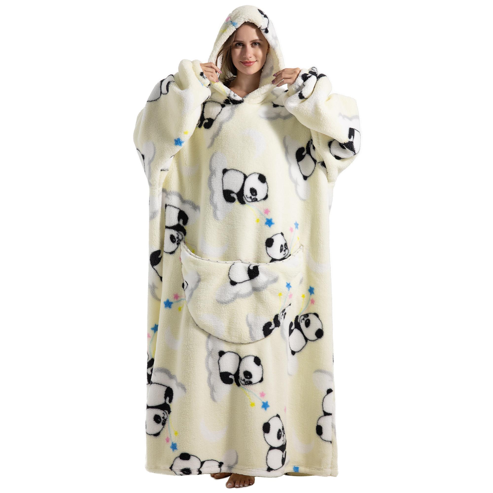 Msrlassn Cute Cartoon Pattern Valentine's Day Hooded Blanket as Birthday Gifts for Mom Women Girlfriend Men, Oversized Wearable Hooded Sweatshirt Pullover, Large Warm and Cozy Loungewear Womenswear Large Pocket Pajamas
