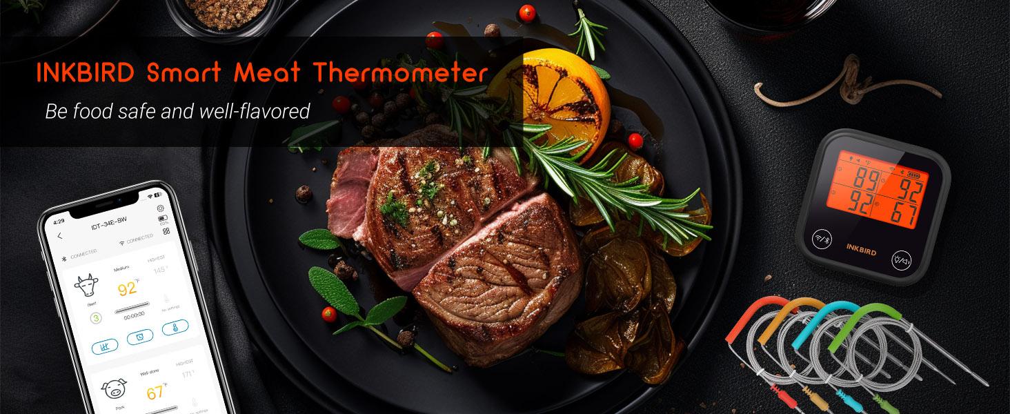 INKIRD meat thermometer, 1 WiFi barbecue thermometer, Bluetooth instant reading, temperature alarm, suitable for cooking, baking, kitchen utensils Kitchenware INKIRD meat thermometer, 1 WiFi barbecue thermometer, Bluetooth instant reading, temperature alarm, suitable for cooking, baking, kitchen utensils Kitchenware