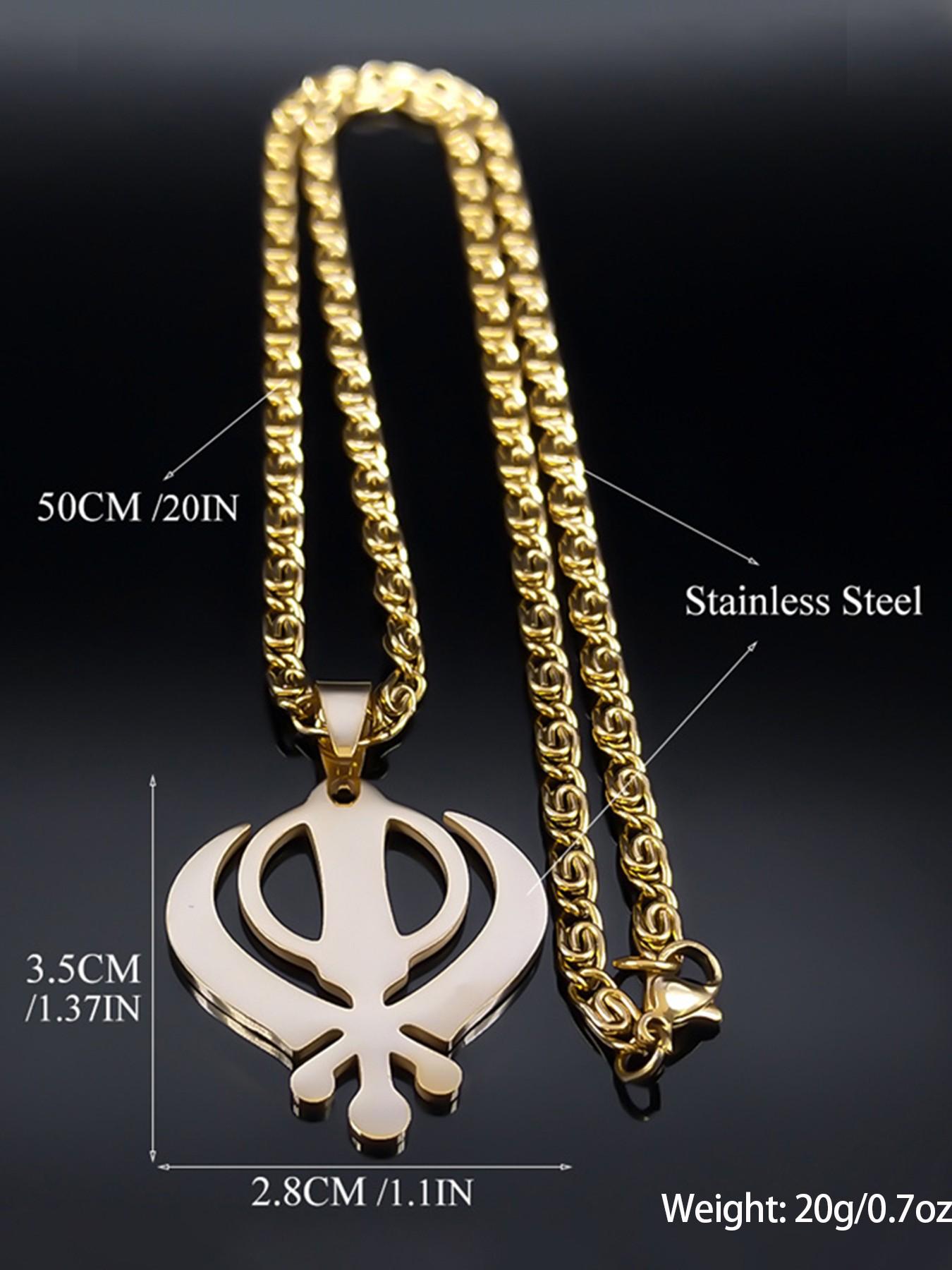 Sikhism Sikh Necklace Women Men Khanda Pendant Stainless Steel India Pakistan Malaysia Punjab Religious Necklaces
