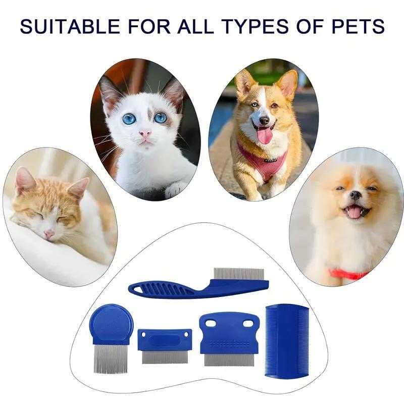 6-Piece Pet Flea Comb Set, Polypropylene Material, Fine Tooth Grooming Combs for Cats, Dense Teeth Design for Flea Removal and Hair Shedding Control, Clean