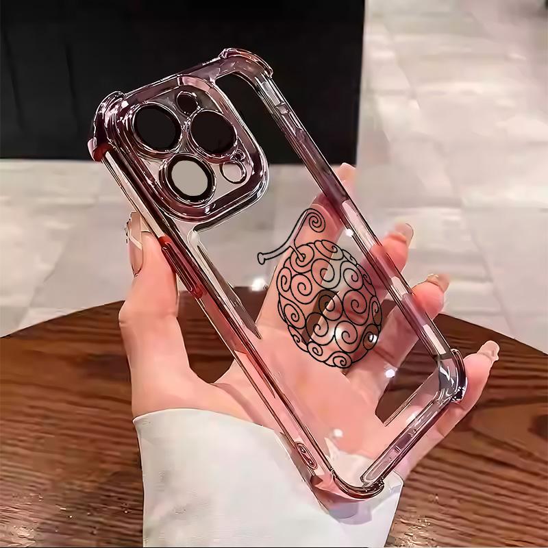 One Piece Luffy Shanks Pattern Aesthetic Electroplated TPU Casing For iphone 16 15 14 13 12 11 X XS PRO PLUS MAX Four Corners Anti-Fall Transparent Soft Silicone Gift Shockproof Protection Anti-Drop Protective Protector Phone Cases Shell Cover