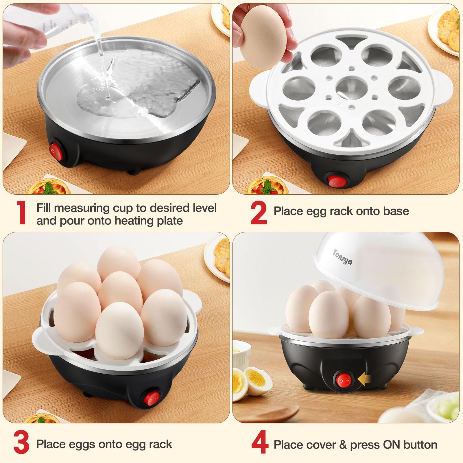Yonsya Easy Egg Cooker Electric 7-Egg Capacity Auto Shut-Off Egg Cooker with Measuring Cup & Egg Piercer BPA Free Food Steamer Kitchen Appliances - Ice Cube Maker Yonsya Easy Egg Cooker Electric 7-Egg Capacity Auto Shut-Off Egg Cooker with Measuring Cup & Egg Piercer BPA Free Food Steamer Kitchen Appliances - Ice Cube Maker