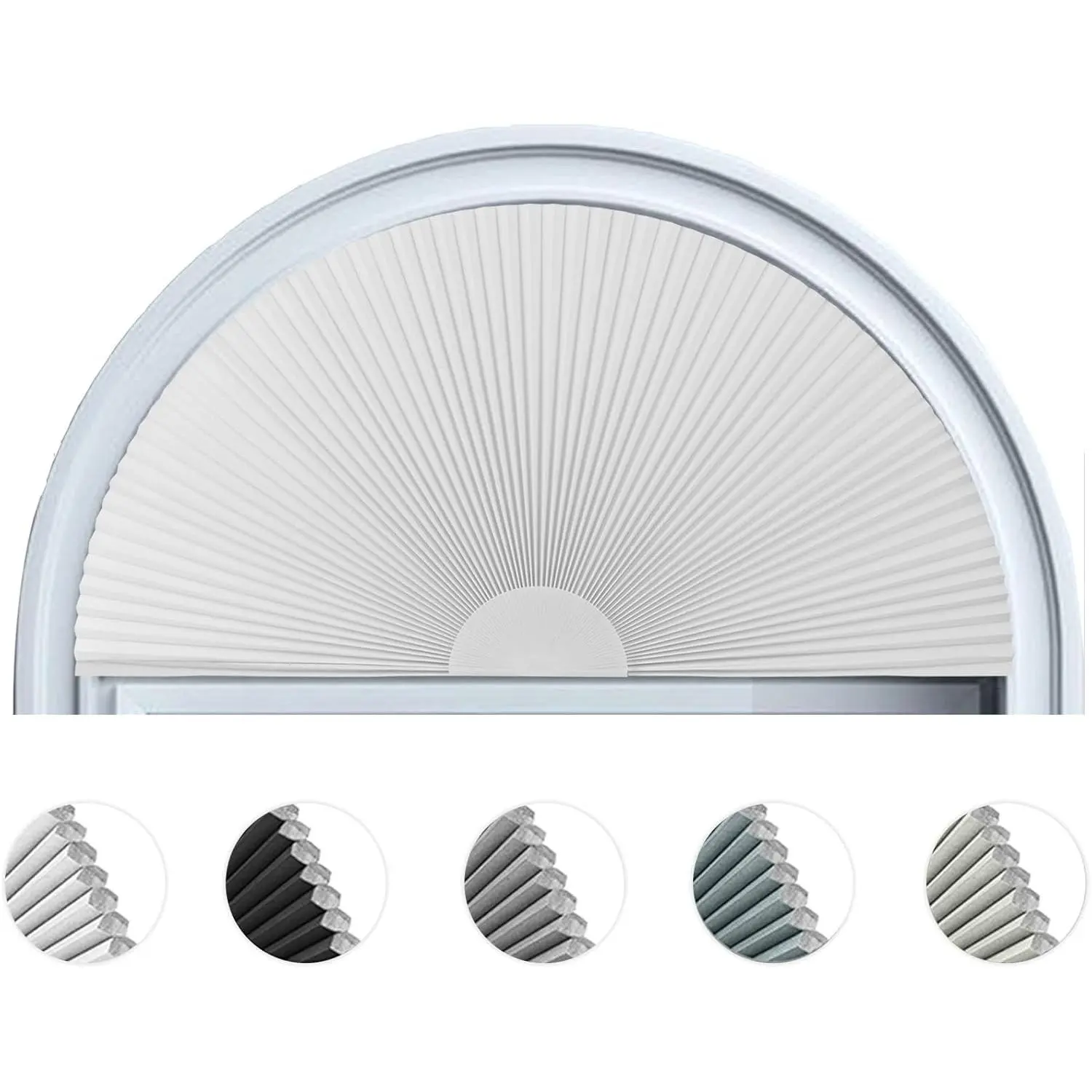 Arch Window Shade Blackout Cellular Shades Half Moon Circle No Drill Blinds 36"x18" Honeycomb Cordless Self Adhesive Window Covering, Thermal, Easy to Cut & Install, Darkening Blind for Bedroom Office