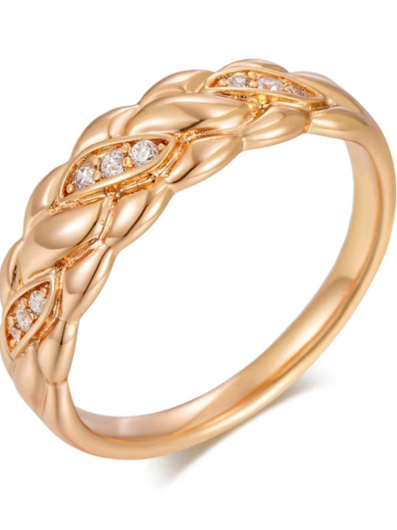 1 Pc Braided Ring for Men and Women, Rhinestone Decorative Stackable Design Delicate Jewelry Perfect for Engagement Weddings, Daily Wear Anniversary Gift for Her