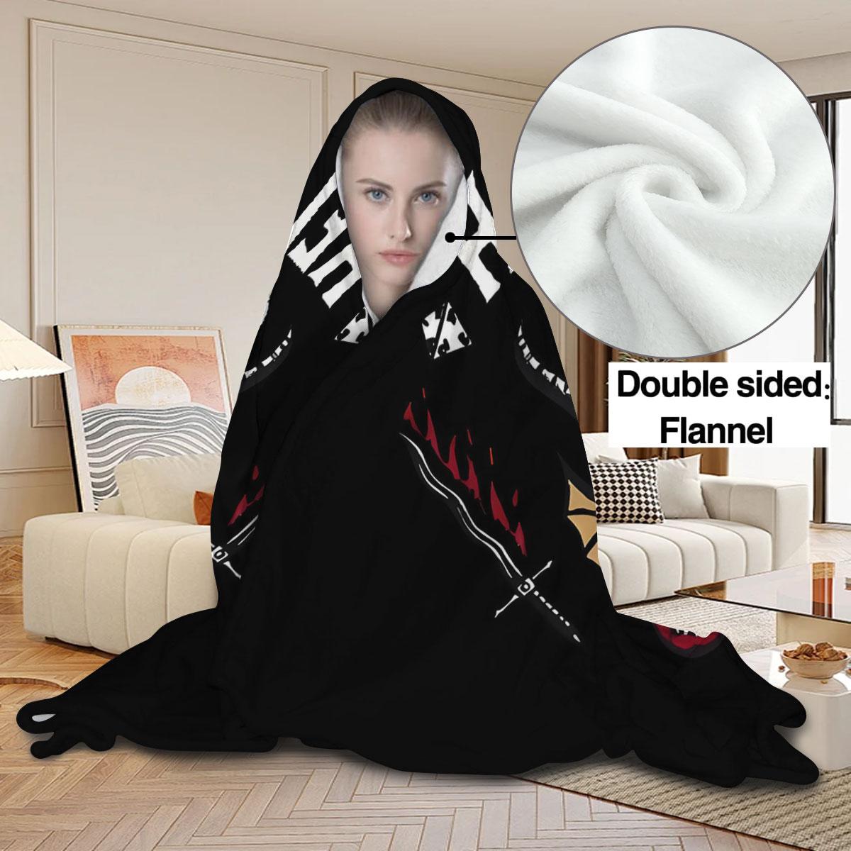 Stranger Things Hellfire Club Pattern Cozy Hooded Blanket, Digital