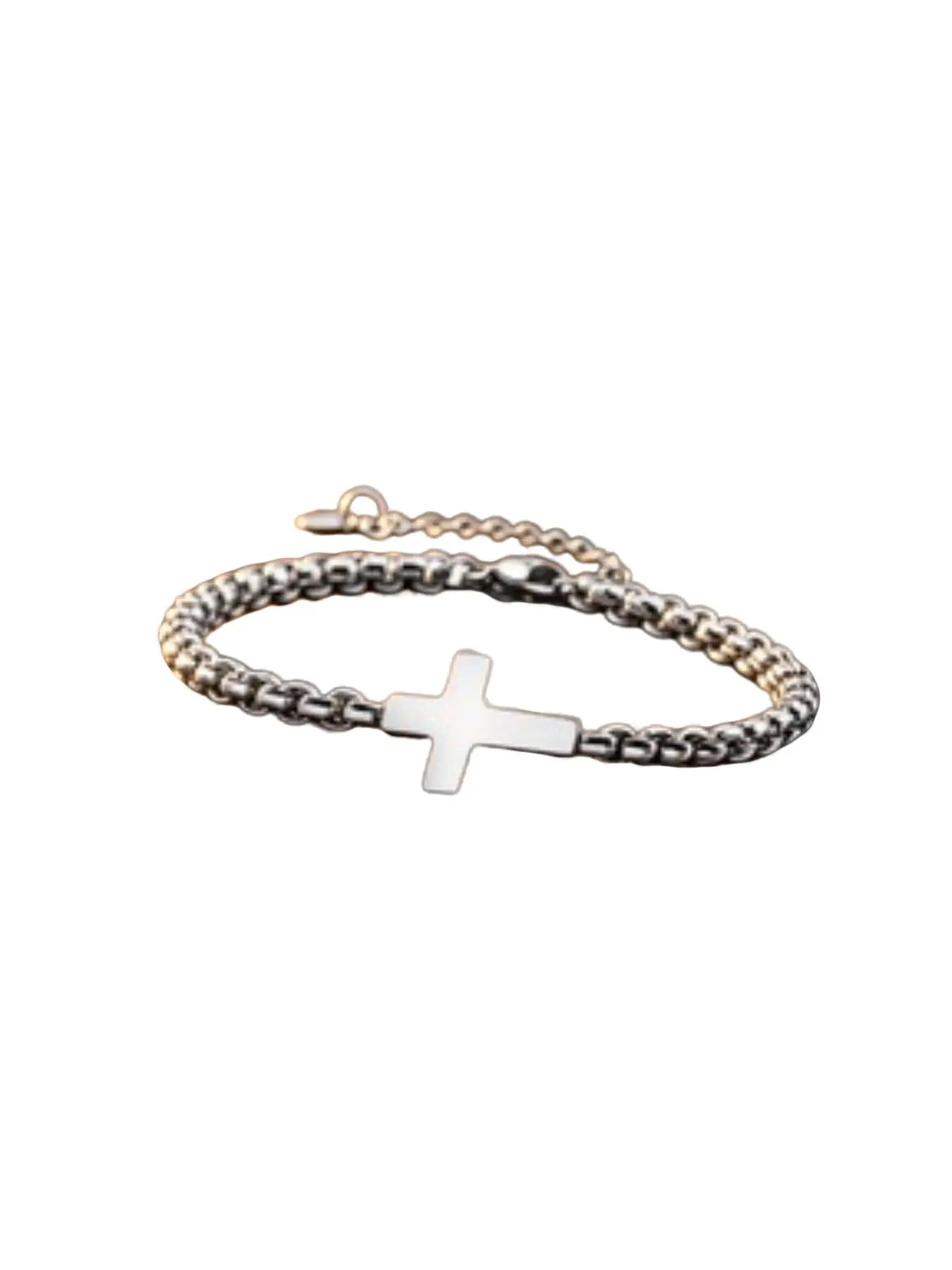 Cool Knight Cross Bracelet, Stainless Steel Religious Pendant, Unisex, Silver Options, Casual All-Season Accessory
