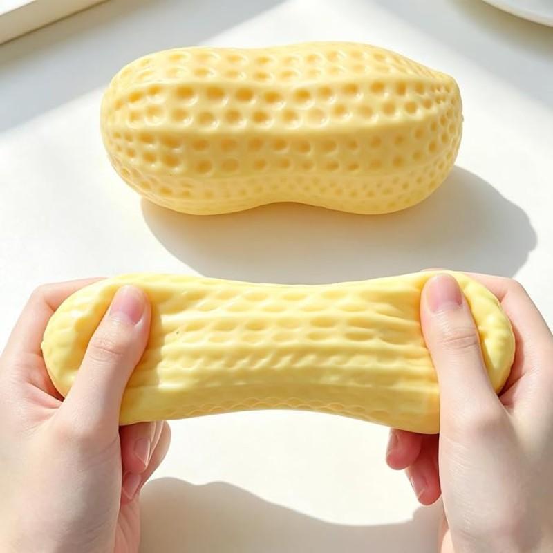 Peanut Squishy Toy (1pc), Food-Shaped Stress Relief Fidget, Large Non-Rebound, Soft Texture, Shapeable Fidget for Adults, Perfect Gift