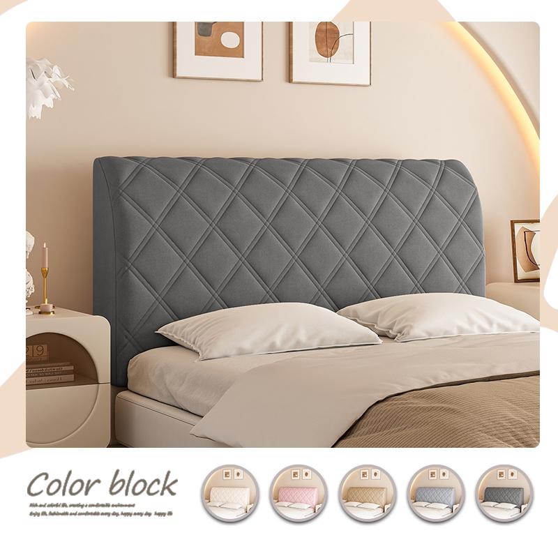 Diamond Grid Pattern Elastic Full Headboard Protector Cover, Polyester Material, Anti-Collision Dustproof Design, All Sizes, Soft Comfortable, Washable