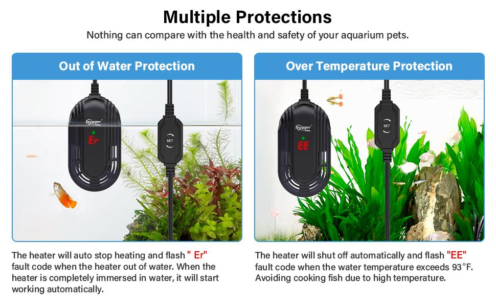 hygger Small Aquarium Heater, Submersible Betta Fish Tank Heater with Adjustable Temperature External Controller, Turtle Heater with LED Display for up to 2.5- 25 Gallon Tanks