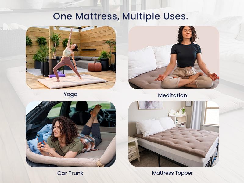 ZonLi Japanese Floor Futon Mattress for sleeping, 100% Cotton 2.5 Thicken Tatami Mattress,Backpain, Backease floor mattress, Deep Sleep, Foldable Sleeping Pad, Portable Dormitory Mat, Roll Up Floor Lounger Bed For Adult, Kid & Family Girl Woman Gift