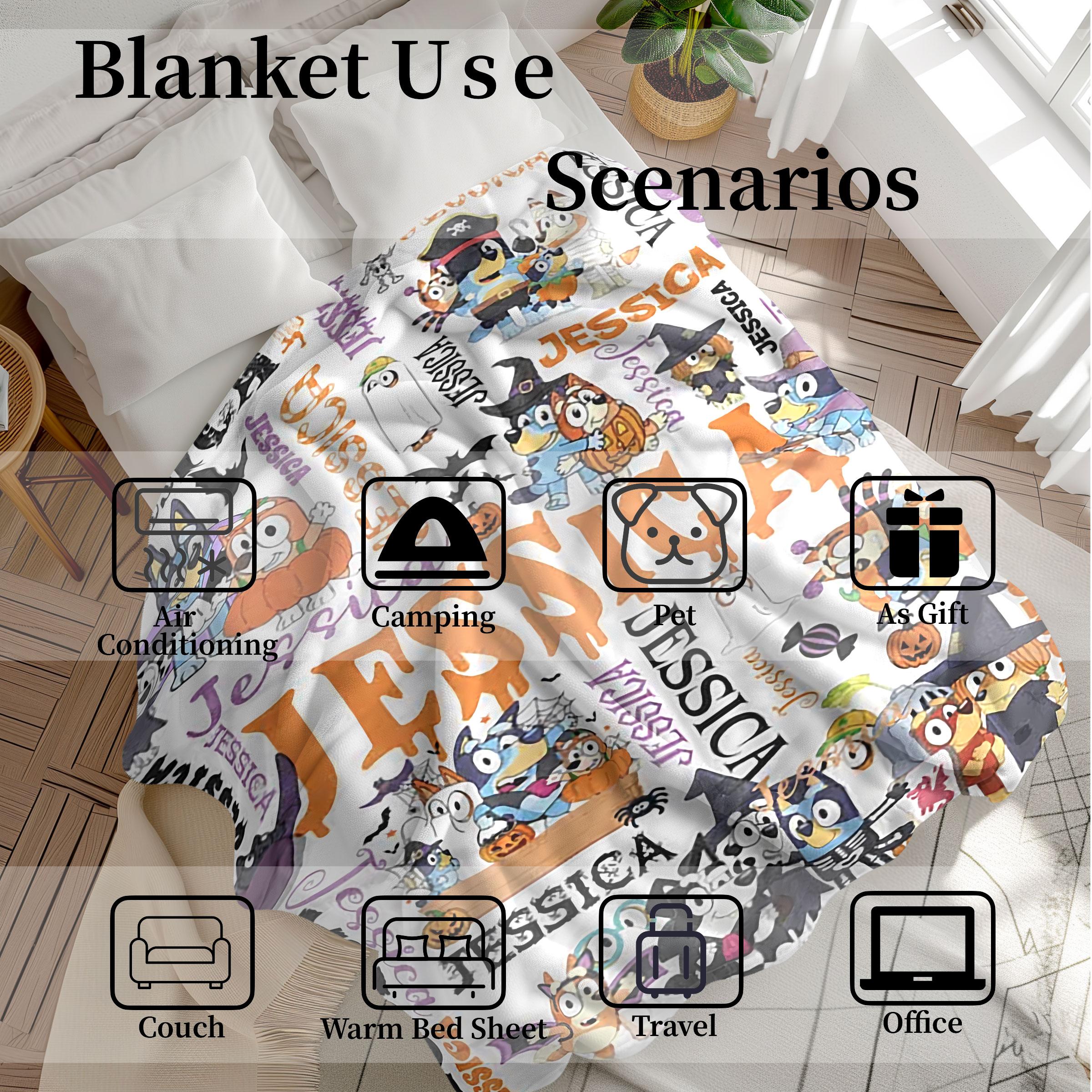 Soft Dog Patchwork Blanket, Perfect Gift for Family/friends, Ideal for Learning/naptime, Pet Bedding, Bedroom Decor, Halloween/birthday Gift