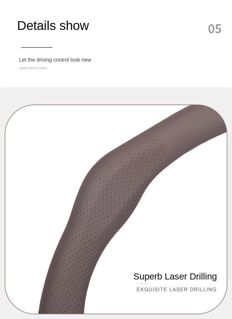 New Car Models Napa Nappa Leather Steering Wheel Cover - Quick Turn, Non-Slip, Breathable, Ultra-Thin, Suitable for Four Seasons