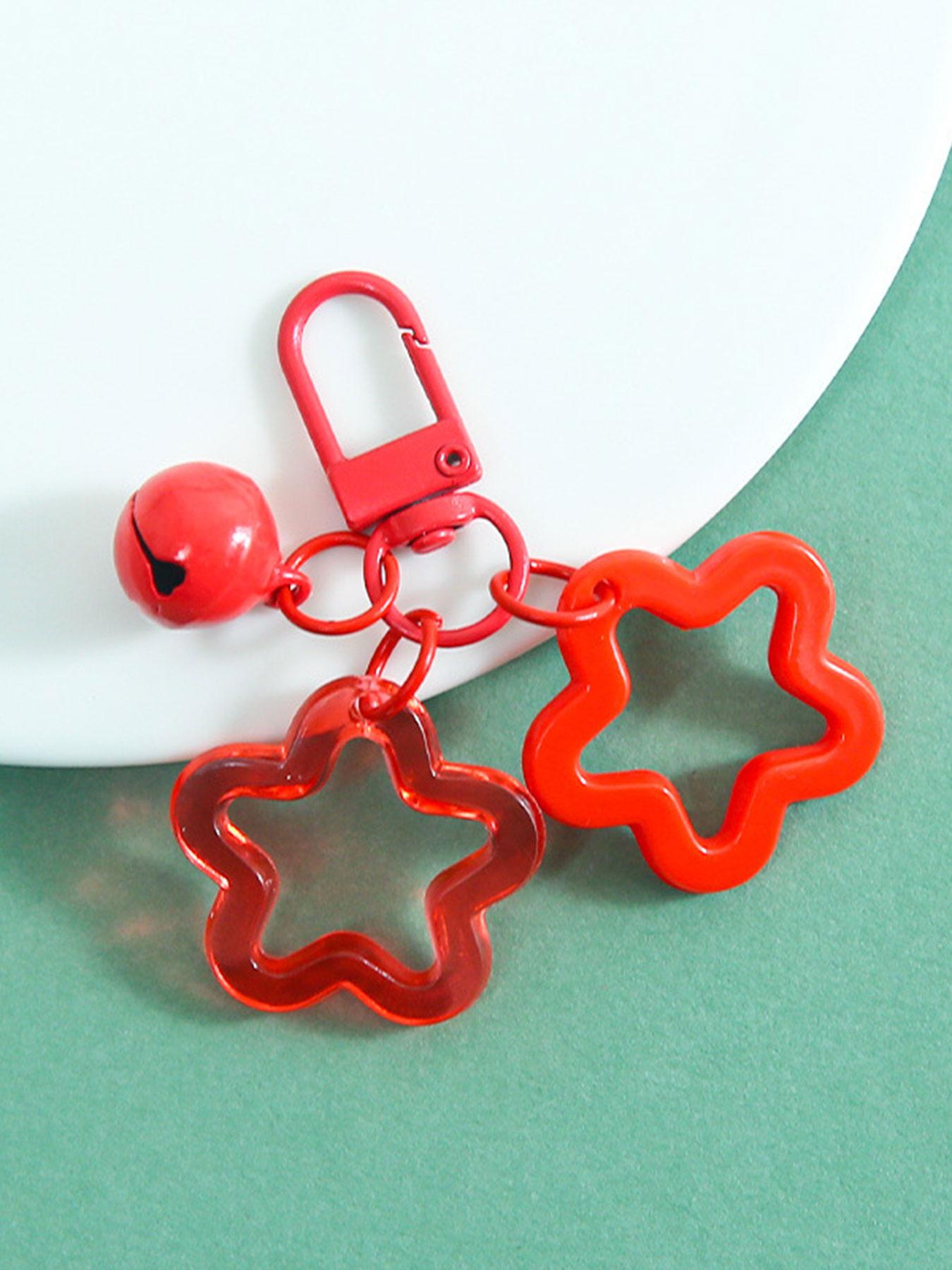 Colorful Hollow Five-Point Star Bell Keychain, 3D Design, Sound Effect, Perfect for Backpacks/luggage, Great for Photoshoots