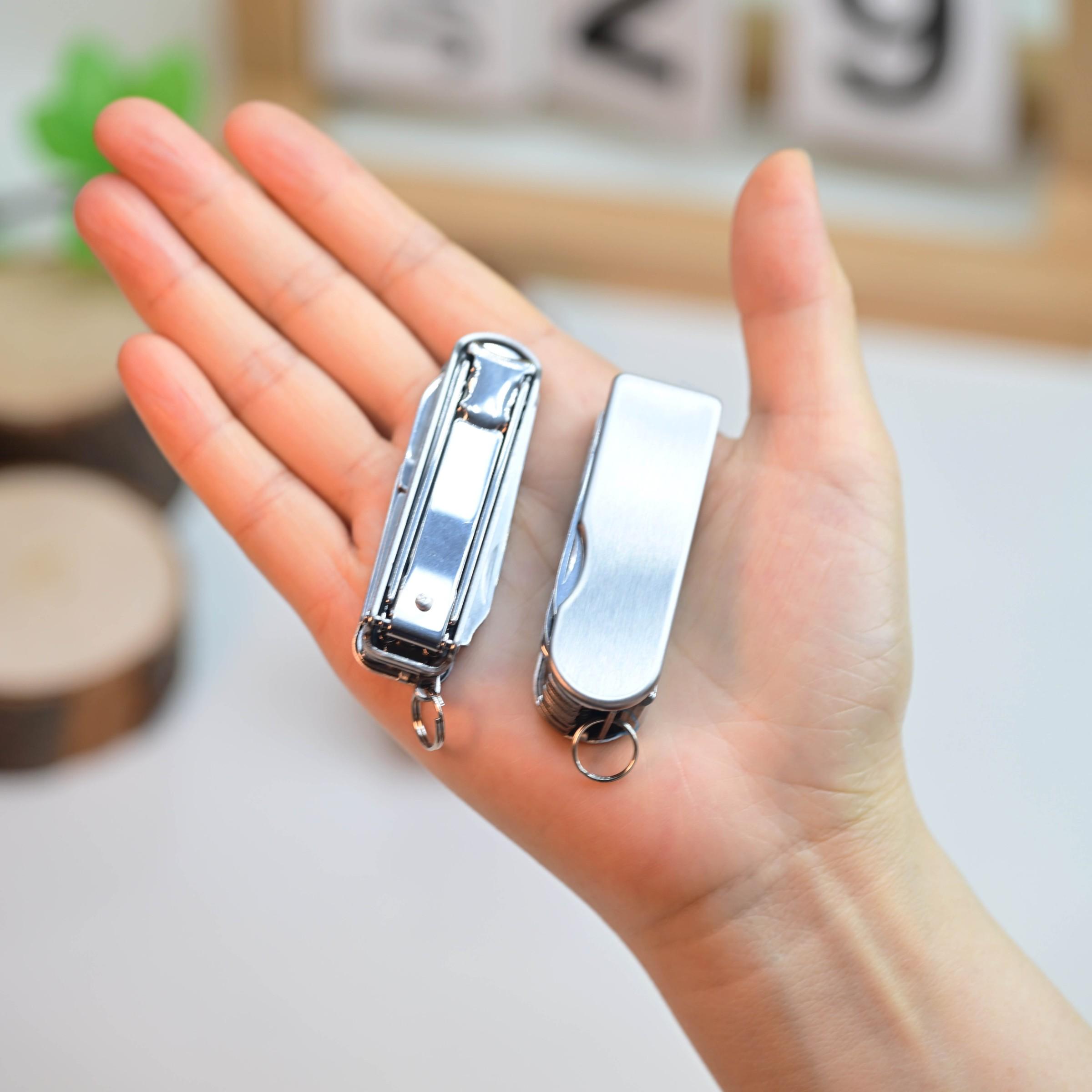 Mini Multifunctional Tool Set with Keychain, Portable Stainless Steel Folding Nail Clippers, Screwdriver, Scissors for Outdoor Camping and Daily Use