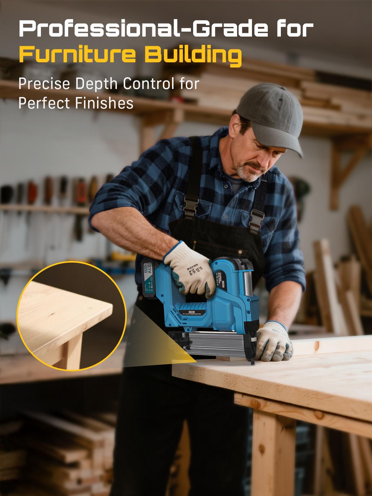 SEESII Cordless 2-in-1 Brad Nailer/Staple Gun (18GA) – 21V Electric Pneumatic Nail Gun w/ 2x4.0Ah Battery & Charger, 1000Pcs Nails, Adjustable Depth | Single/Contact Firing for Upholstery, Woodworking, DIY, dealsforyoudays,HKF50 SEESII Cordless 2-in-1 Brad Nailer/Staple Gun (18GA) – 21V Electric Pneumatic Nail Gun w/ 2x4.0Ah Battery & Charger, 1000Pcs Nails, Adjustable Depth | Single/Contact Firing for Upholstery, Woodworking, DIY, dealsforyoudays,HKF50