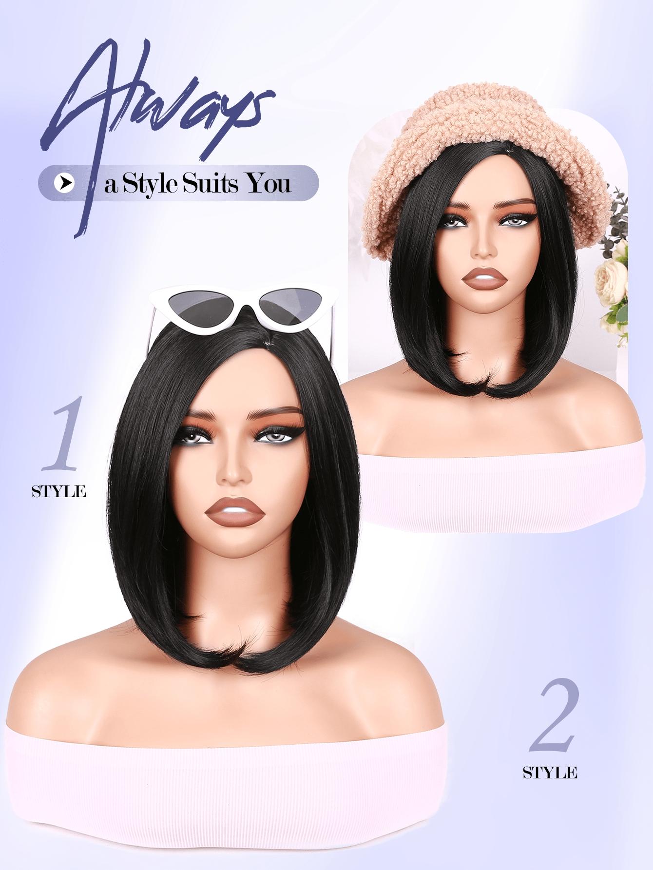 1 Pcs Short Bob Wig Bowl Cut Wig, Synthetic Wigs for Women, Daily Date Vacation Use, Ombre, All Seasons