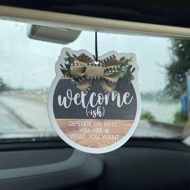 Welcome Sign Round Wreath for Farmhouse, Porch, Garden, Home, Birthday, Wedding, Graduation, Car Air Freshener, Natural Fragrance, 90 Days Lasting