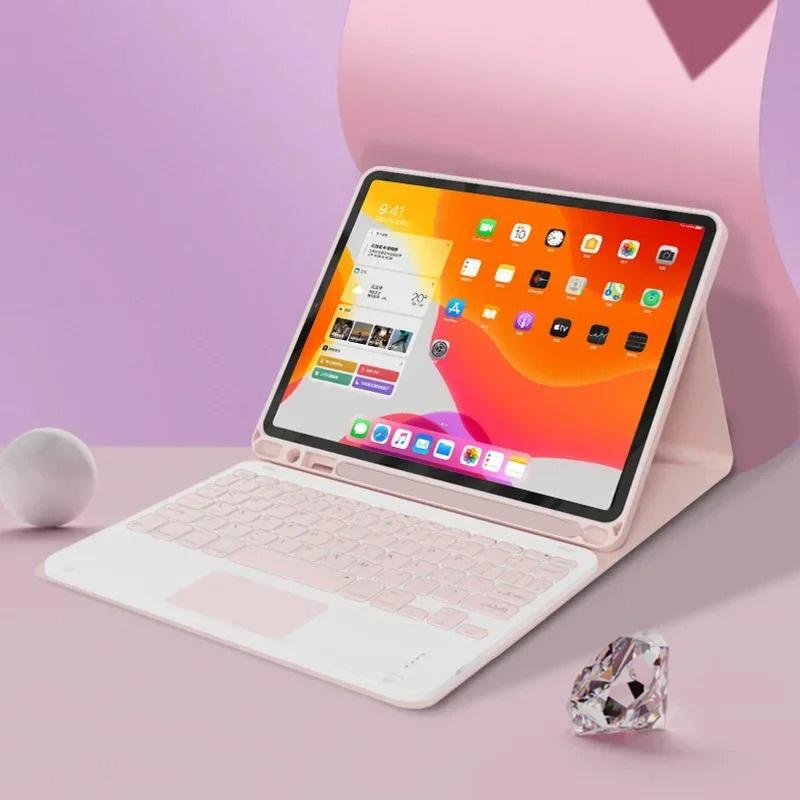 Bluetooth Keyboard Case for iPad 10th Air 11 Air 5 4 10.9 Case 10.2 9th 8th Pro 11 10.5 Air 3 Wireless Magnet PU Flip Stand Case with Rechargeable Keyboards Tablet Protective Cover