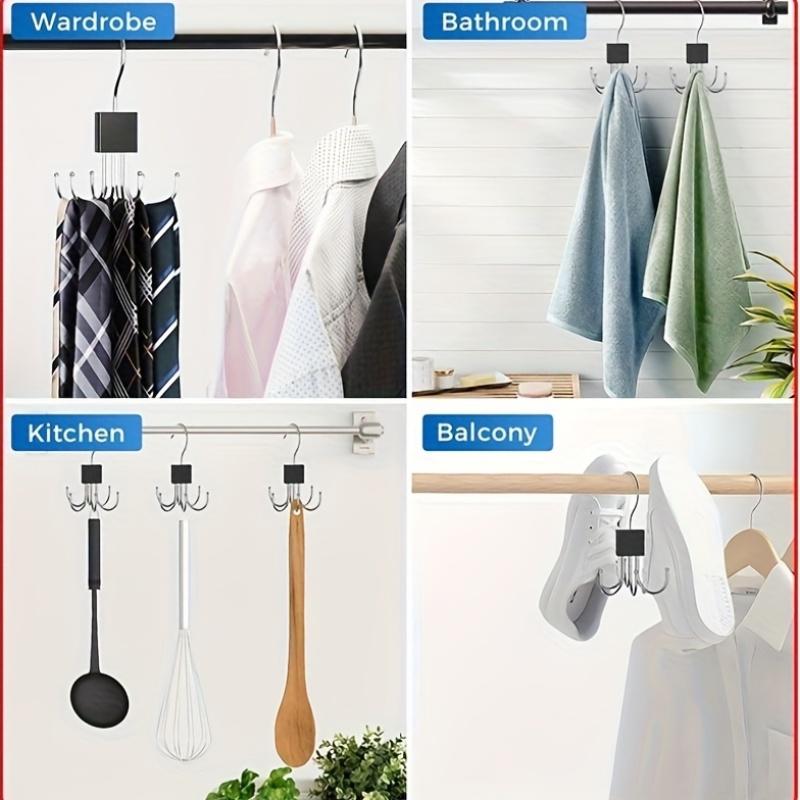 Multifunctional Rotating Six-Prong Hook, Sweatshirt Hat Scarf Organizer, Closet Storage Hanger, Door Mount, Space-Saving Hooks