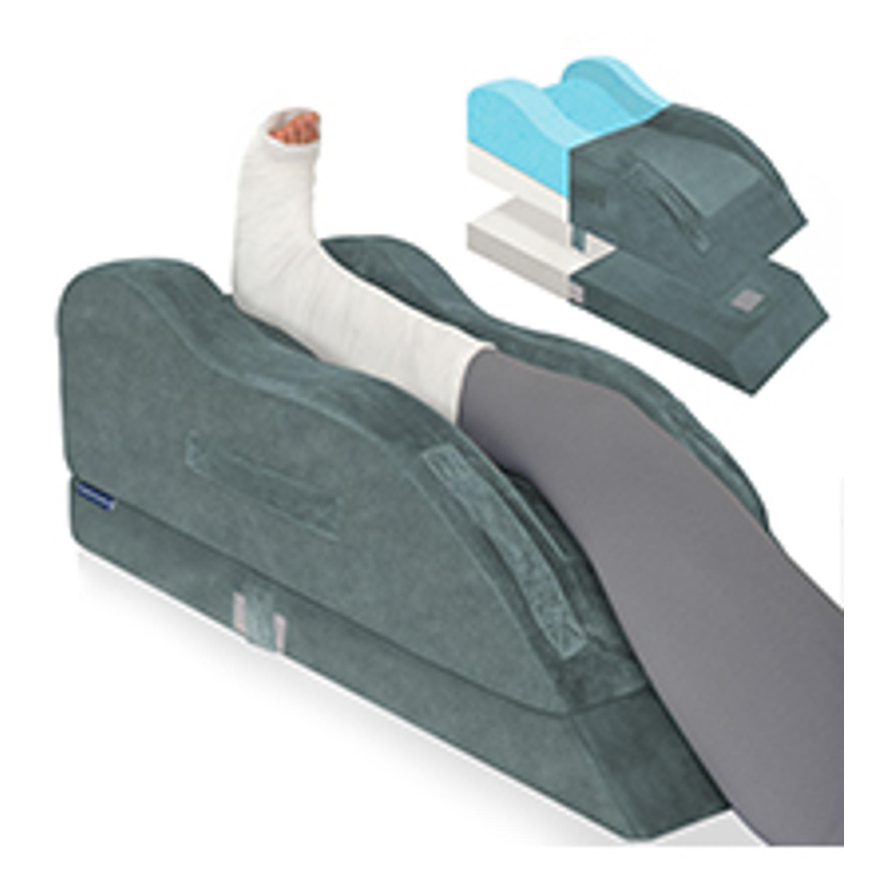 4-Height Adjustable Leg Elevation Pillows for After Surgery, Injuries, or Rest, Memory Foam Leg Pillows for Sleeping with 3 Handles and Insert Pad, Washable Velvet Cover