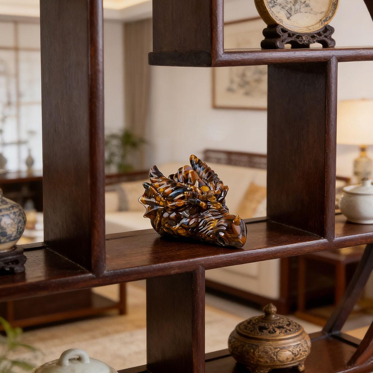 Natural Crystal Dragon Head Statue, Reiki Healing Feng Shui Figurine, Home Office Decoration, New Year Gift, 1pc Amulet Sculpture