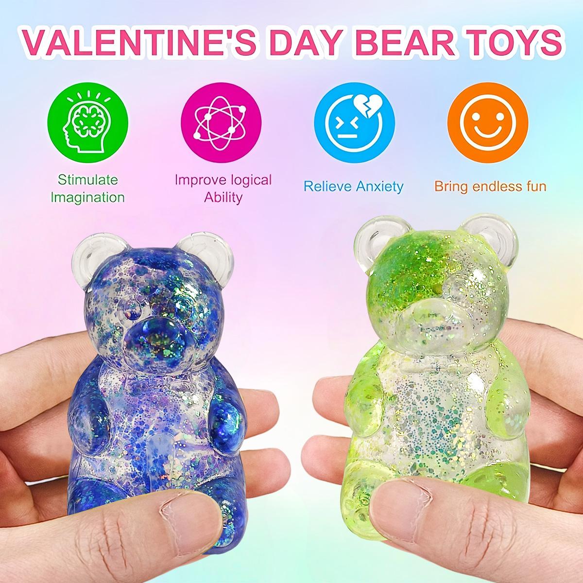 1/4pcs Gummy Bear Squish Fidget Toys Stress Balls for Kids ,Squish Sugar Ball Sensory Toys, Party Favors for Kids Squeeze Toy, Stress Relief Toy Squeeze Ball, Easter Basket Stuffers