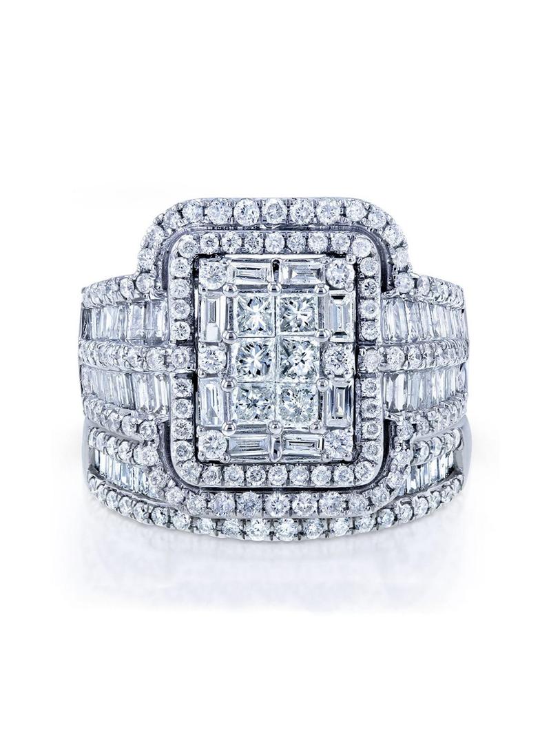 2 Pcs/Set Charm Cubic Zirconia Artificial Zircon Statement Ring For Women For Wedding Engagement Party Jewelry Valentine's Day Gift