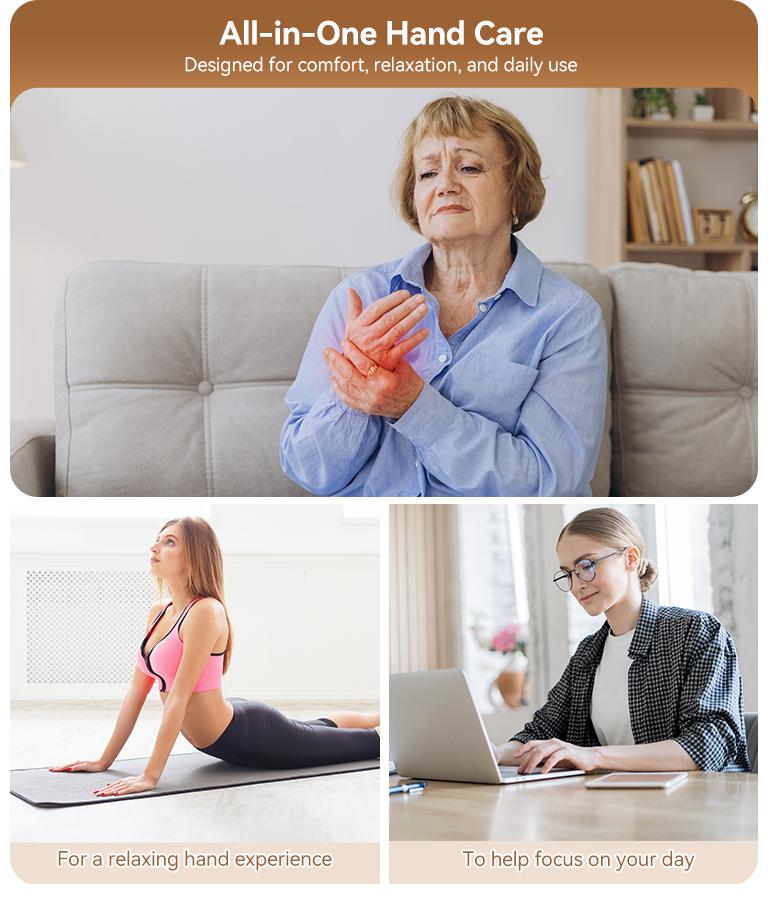 [Plus Model] CINCOM White Gold New Hand Massager, Rechargeable Finger Soother with Adjustable Comfort Settings, Soothing Warmth, User-Friendly Display—Perfect for Relaxation and an Ideal Gift for Loved Ones