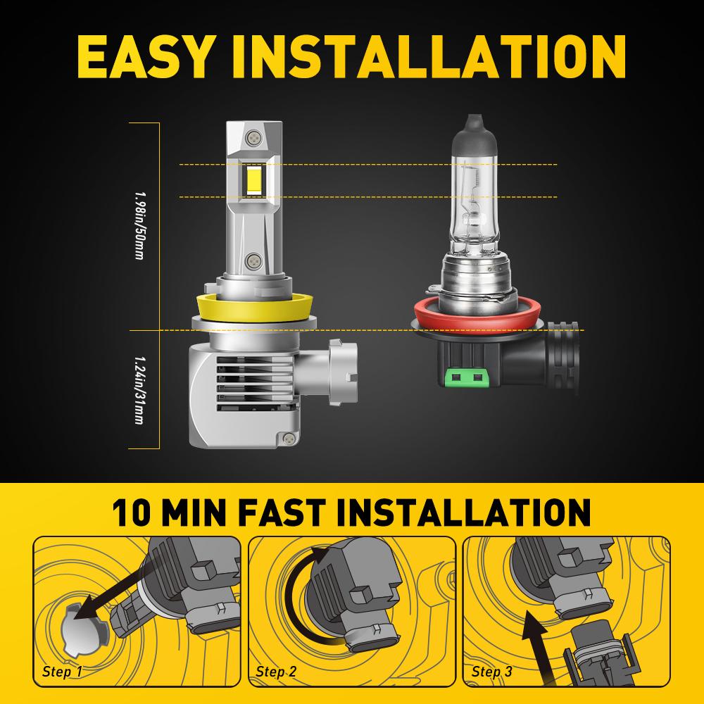 AUXITO H11 H4 H7 H13 9005 9006 9007 9012 9004 D2S D4S Bulbs - 120W, 6500K, 900% Brighter HeadLights, Compatible, 2-Pack