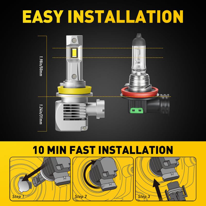 AUXITO H11 H4 H7 H13 9005 9006 9007 9012 9004 D2S D4S Bulbs - 120W, 6500K, 900% Brighter HeadLights, Compatible, 2-Pack