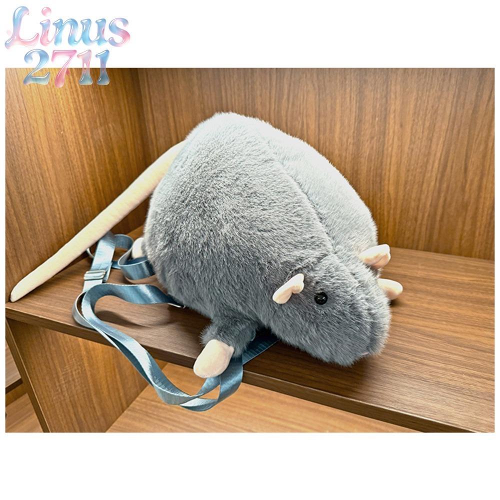 Kawaii Animal Shape Kids Backpack for Girls - Soft Furry Mini Plush Mouse Bag with Adjustable Strap, Crossbody/Shoulder Purse for Daily Use, Fun Gift (Sports & Outdoor Accessory)