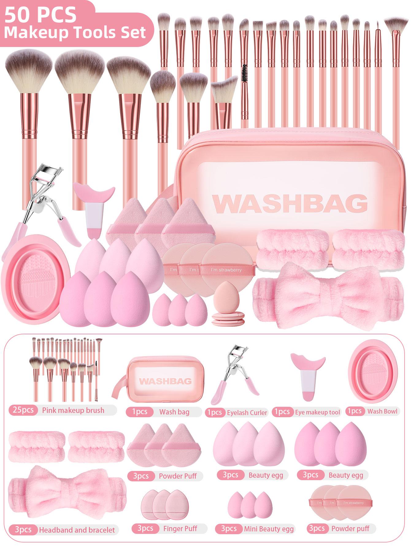 1PCS Multi-Functional Zipper Toiletry And Cosmetic Bag Waterproof+25PCS Makeup Brush Set+24PCS Makeup Tools Set
