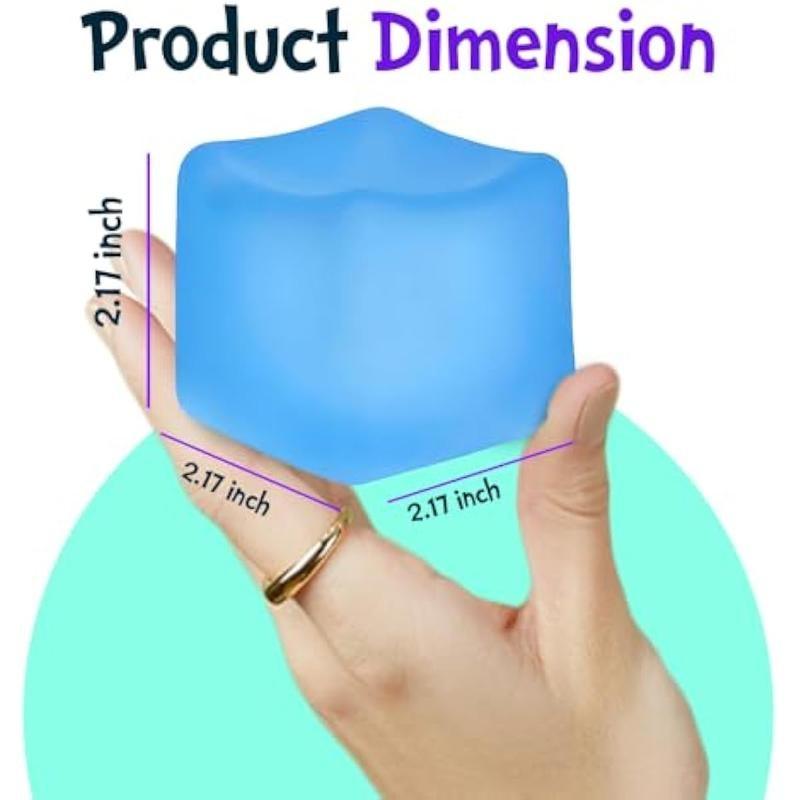 Square Soft Ball Ice Cube, Moldable Stress Relief Toy, Blue Filling, Comfortable Touch, Ideal for All Ages, Sensory Relaxation