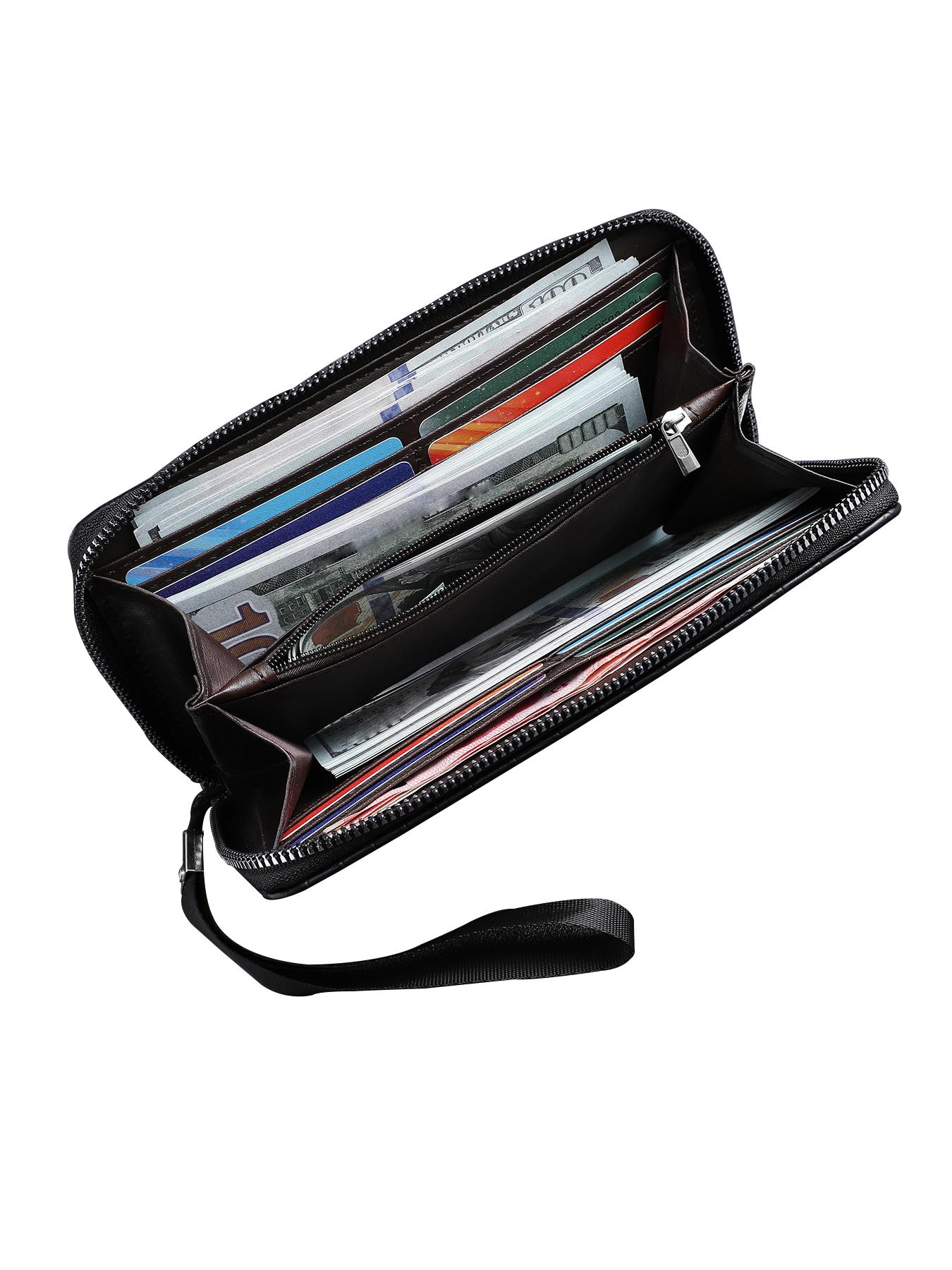 Men's Business Stone Texture Zipper Clutch Bag, Fashion Color Block Design, Multi-Functional Large Capacity Wallet, Gift for Boyfriend Father Son, Men Gifts