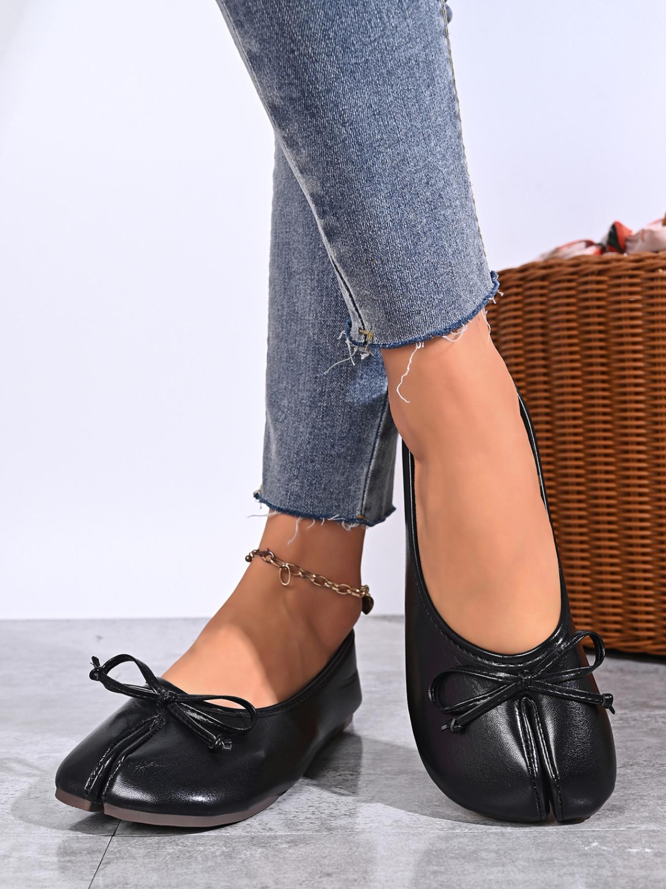 Women's Open-Toe Fashion Leather Shoes, Spring New French Classic Ballet Flat, Super Comfortable Casual Shoes, Ideal for Travel and Daily Wear-