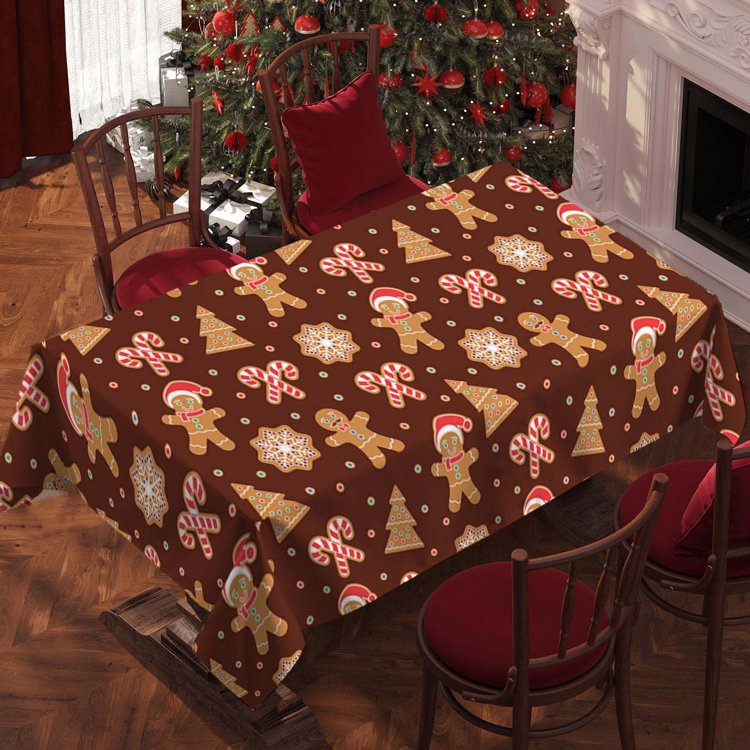 Rectangular Christmas Tablecloth, Gingerbread Man Design, Holiday Party Decorations, Best Christmas Gift, New Year Eve Dinner Decoration