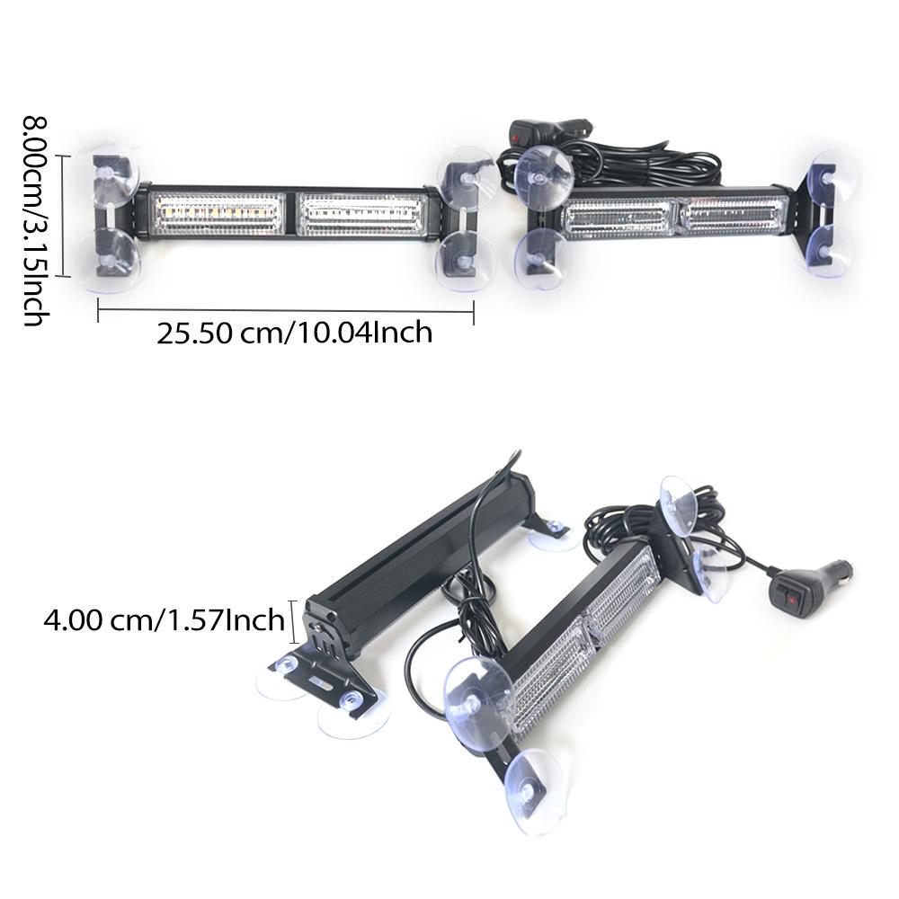 2-in-1 Suction Cup Strobe Light - Windshield Warning & Decoration LED Bar - Multi-Mode Strobe Light - Plug into Cigarette Lighter - Change Modes Instantly